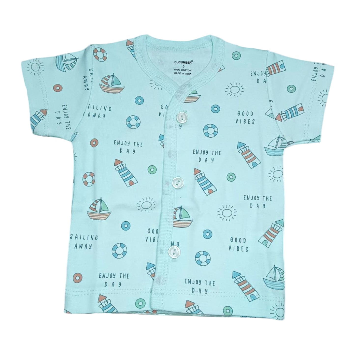Premium Cotton Baby Half Sleeve Front-Open Button T-Shirts – Pack of 3 | Soft & Breathable Newborn Clothing