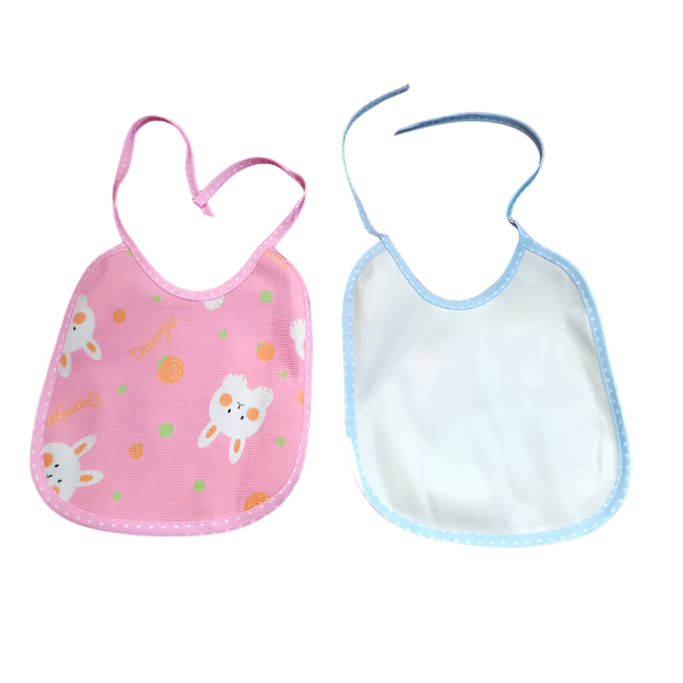 Cute Cartoon Baby Feeding Bib – Waterproof, Washable & Adjustable Bib for Infants & Toddlers (Sky Blue and pink)
