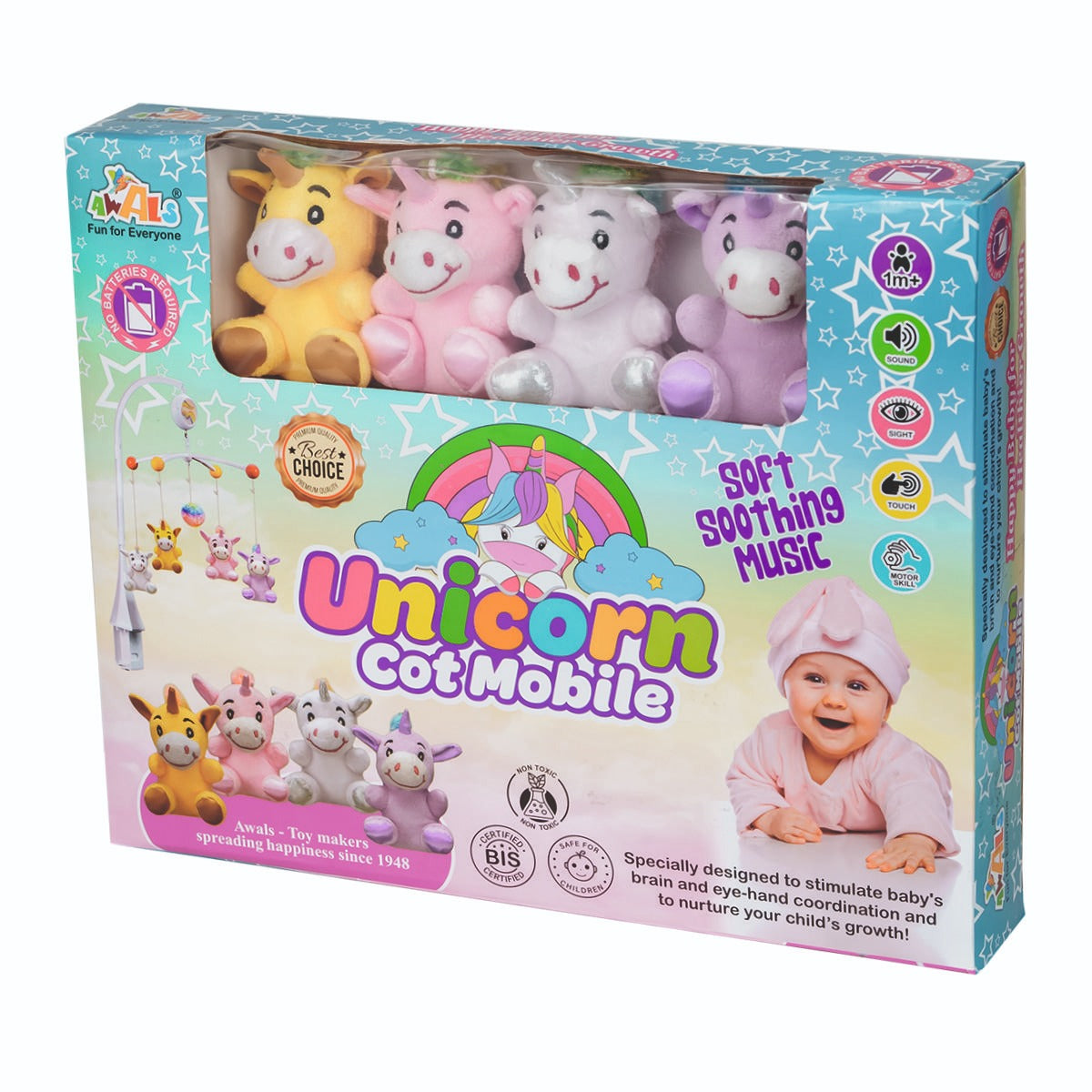 Unicorn Baby Cot Mobile with Soothing Music – Gift Set for Newborns & Infants