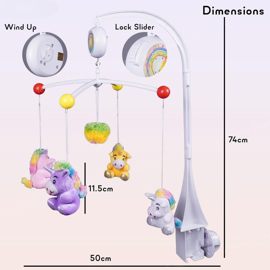 Unicorn Baby Cot Mobile with Soothing Music – Gift Set for Newborns & Infants