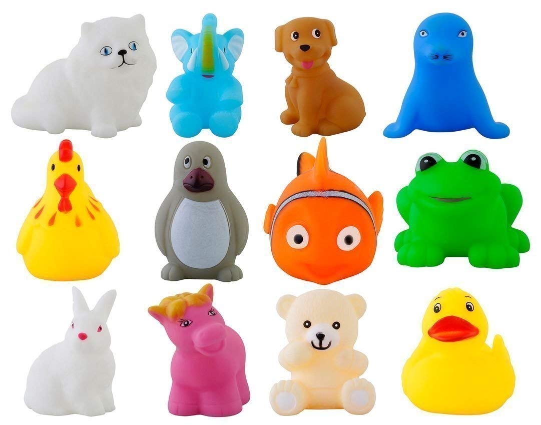 Squeezy Animal Bath Toys Set for Kids – 12 pcs | Soft & Safe Water Play Toys