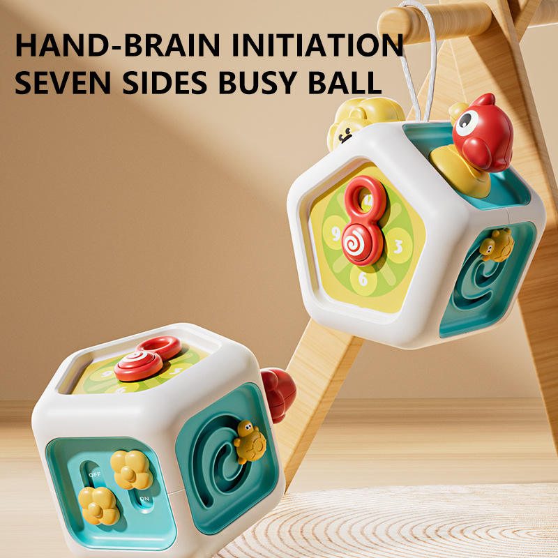 Baby Early Education Toy 7 In 1 Cartoon Lion Seven Sided Busy Ball