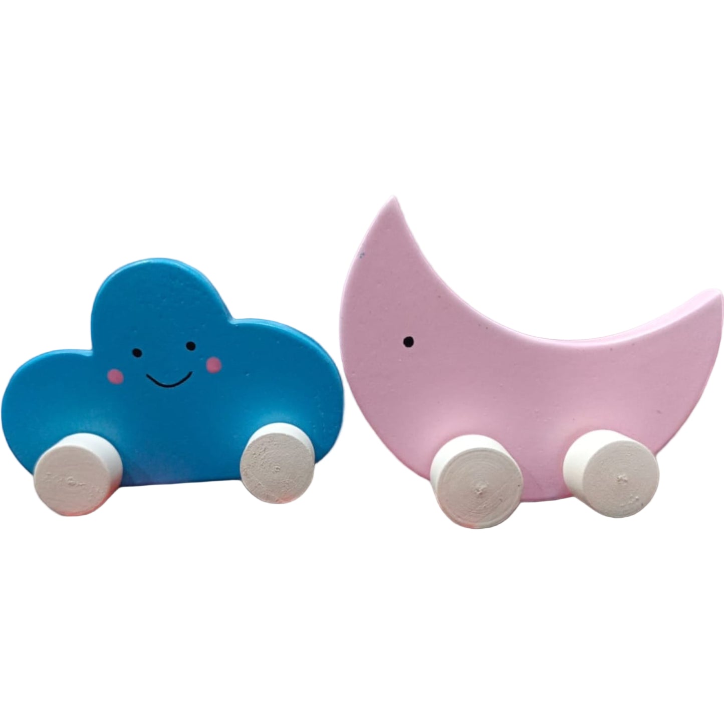 Wooden Cloud & Moon Push Toys | Montessori Baby Rolling Toy Set.
