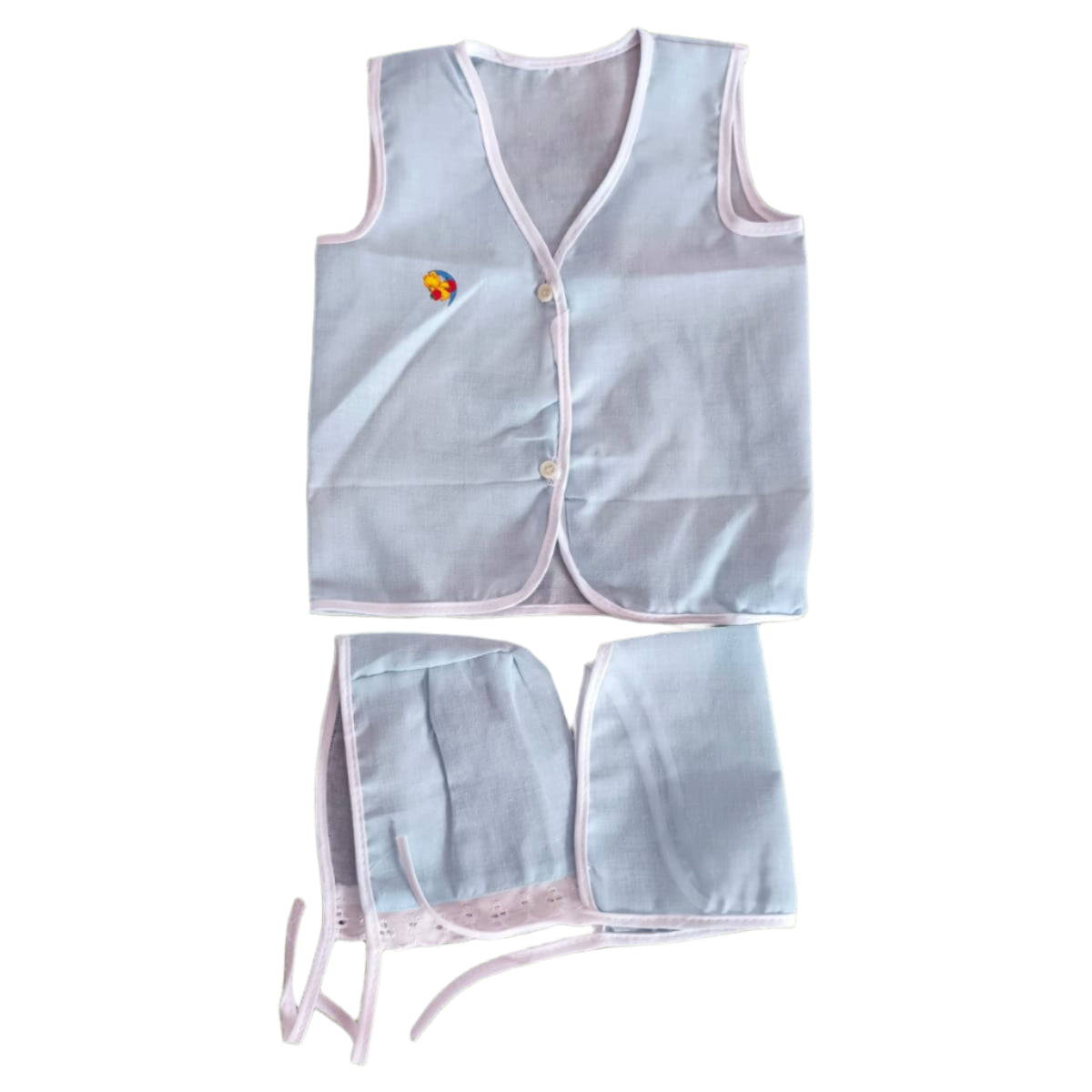 Newborn Baby Cotton Jhabla Set with Nappy & Cap – Soft & Breathable Infant Clothing (Unisex)