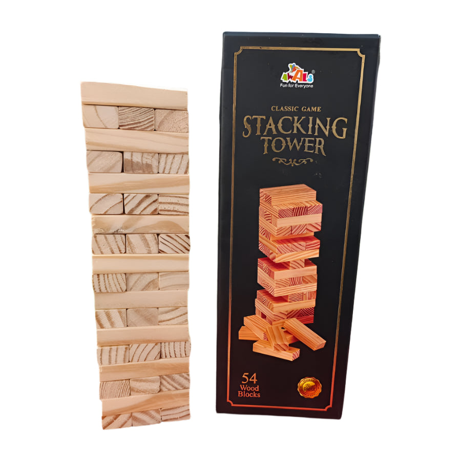 Wooden Stacking Tower Game – 54 Blocks for Family & Party Fun