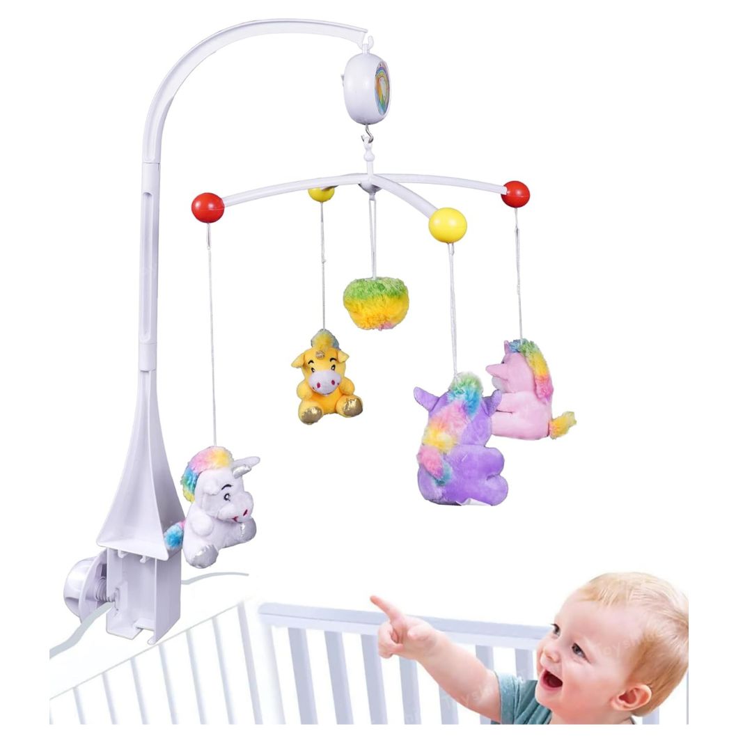 Unicorn Baby Cot Mobile with Soothing Music – Gift Set for Newborns & Infants