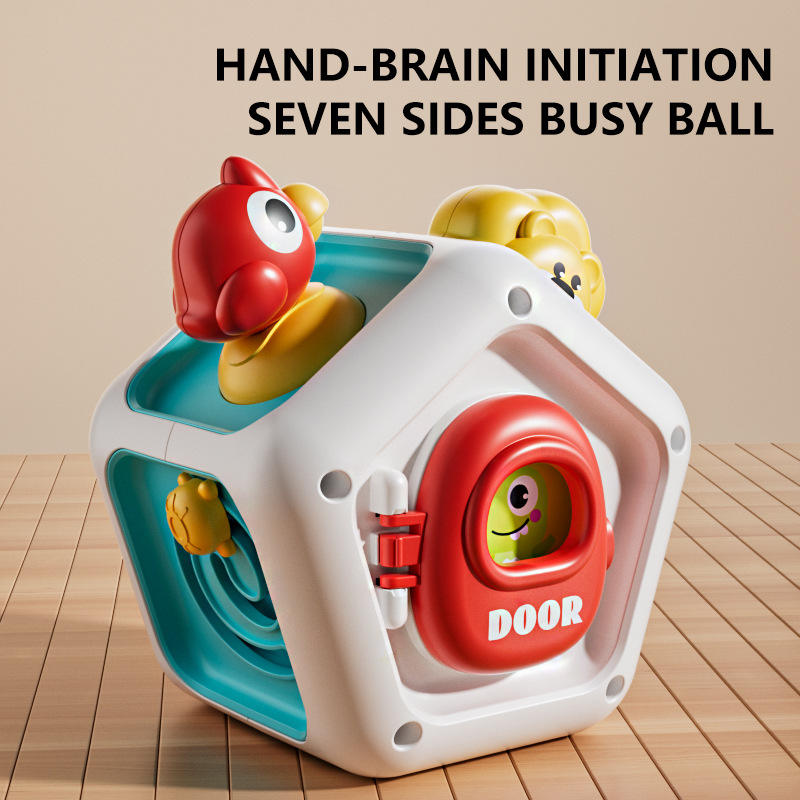 Baby Early Education Toy 7 In 1 Cartoon Lion Seven Sided Busy Ball