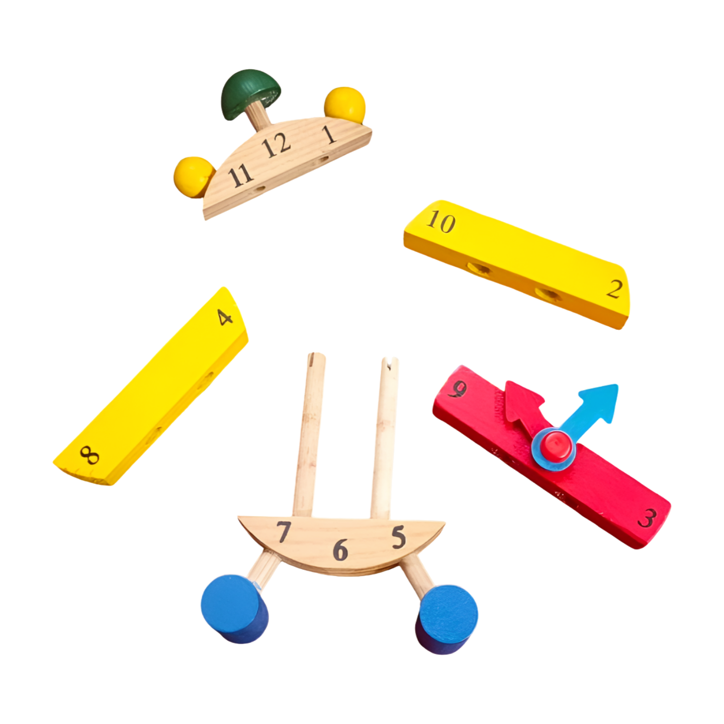 Wooden Toy Combo (Dog, Fish, Educational Clock)
