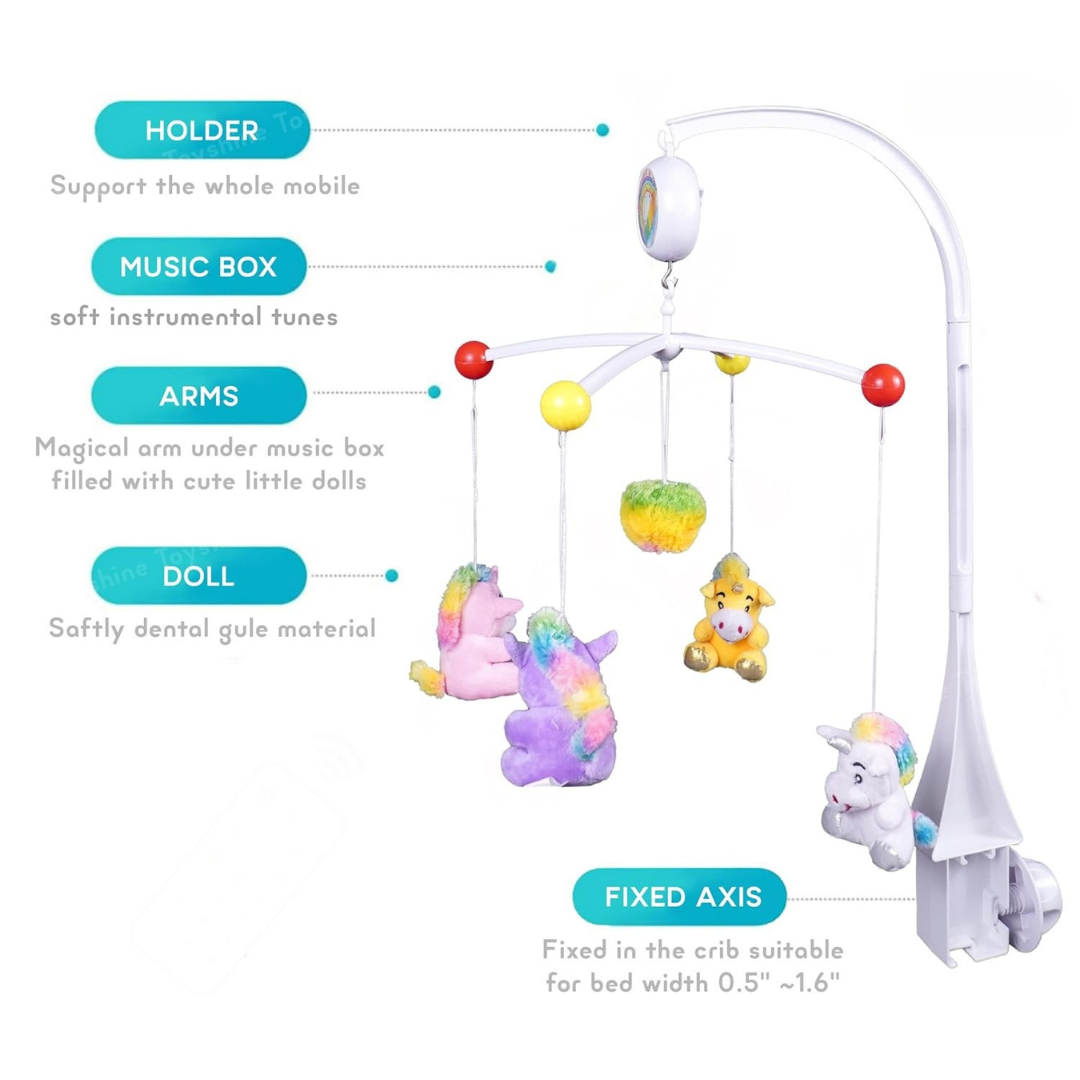 Unicorn Baby Cot Mobile with Soothing Music – Gift Set for Newborns & Infants