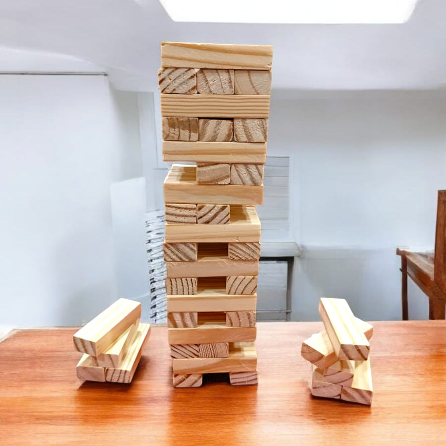 Wooden Stacking Tower Game – 54 Blocks for Family & Party Fun