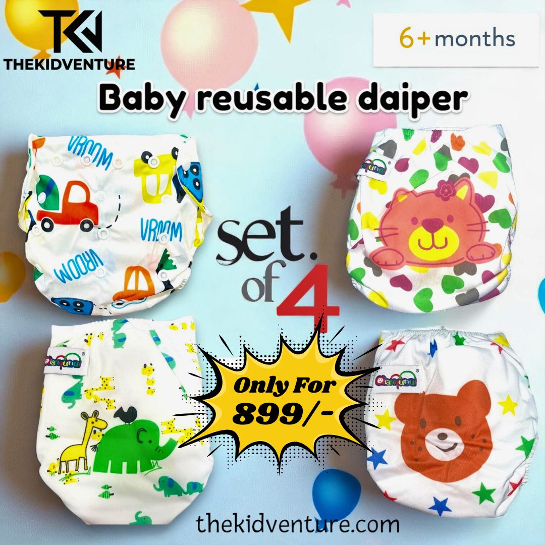 Baby Reusable Diapers – Pack of 4 | Washable & Eco-Friendly