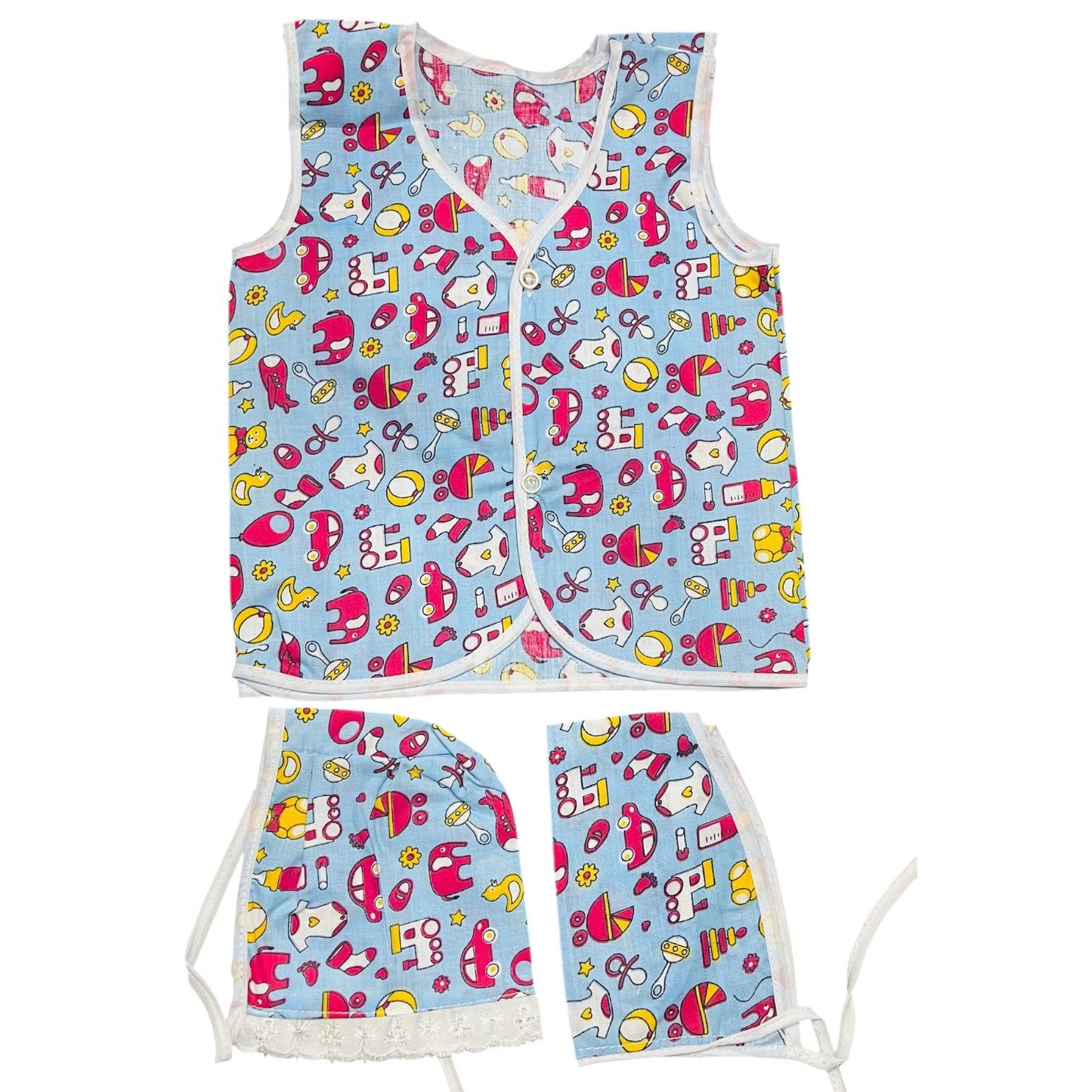 Baby Cotton Vest, Cap & Langot Set | Newborn Baby Clothes
