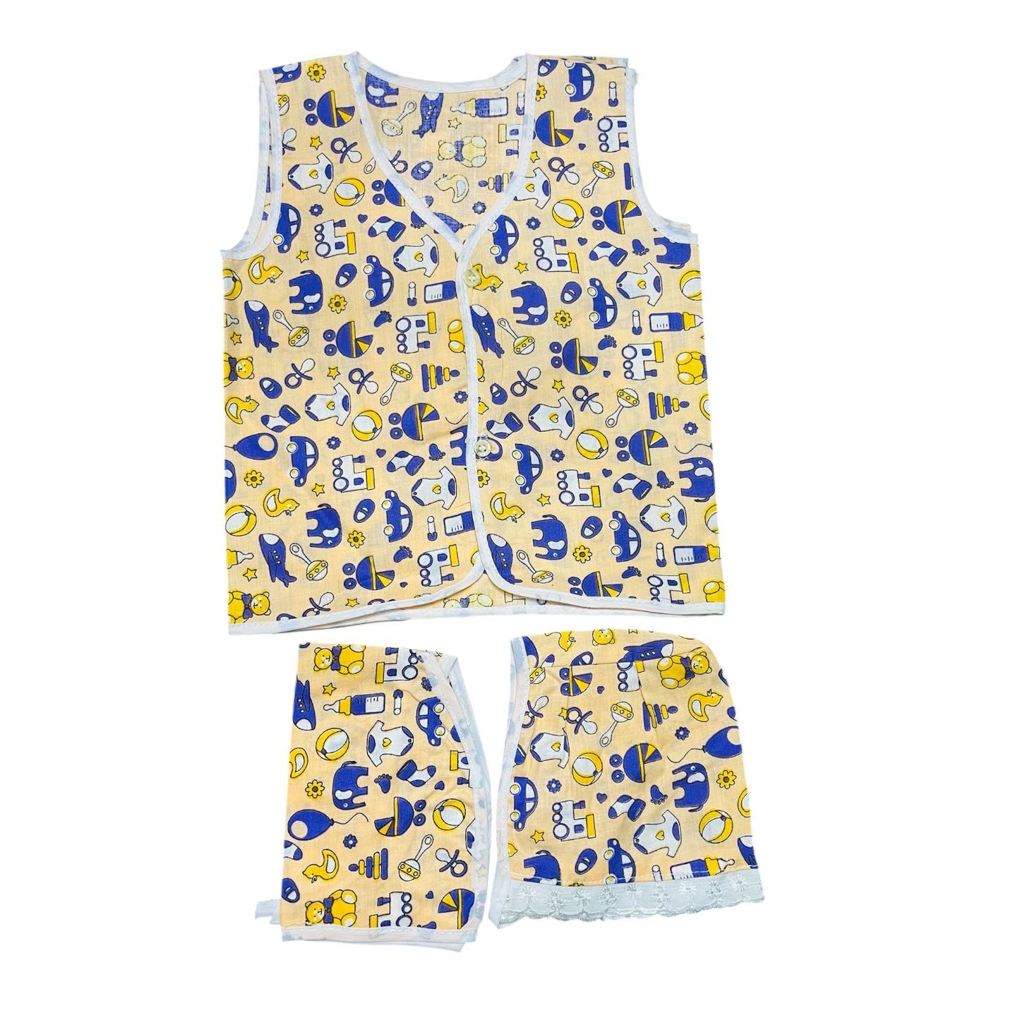 Baby Cotton Vest, Cap & Langot Set | Newborn Baby Clothes