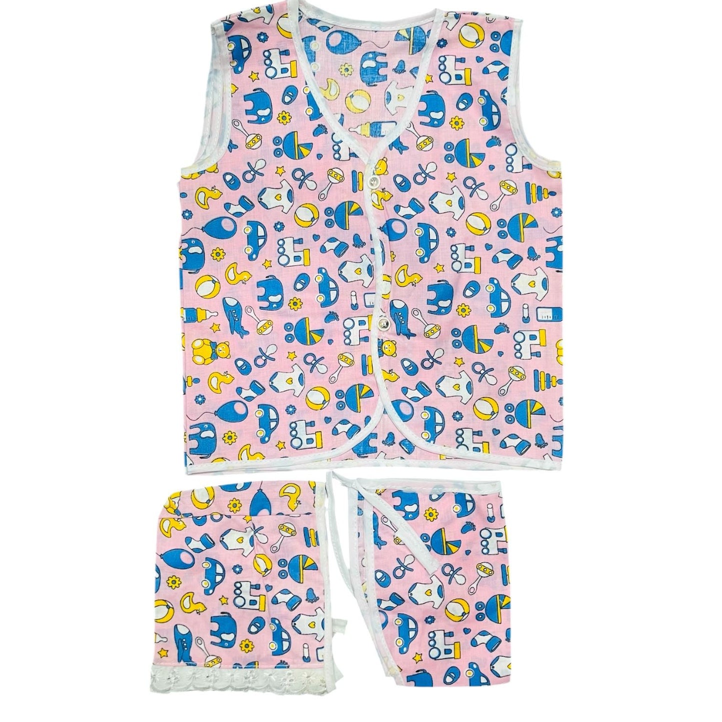 Baby Cotton Vest, Cap & Langot Set | Newborn Baby Clothes