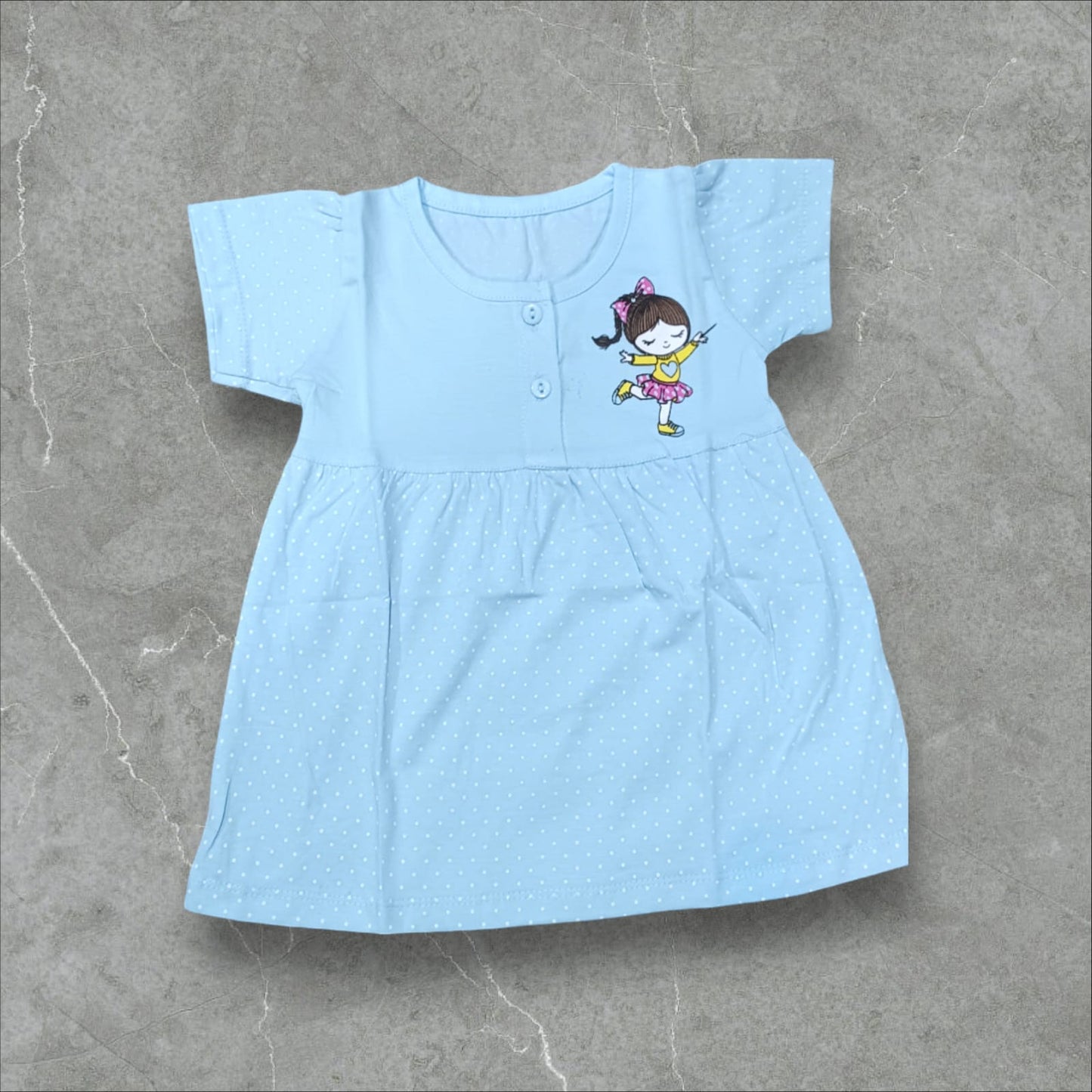Polka Dot Frock With Cartoon Print