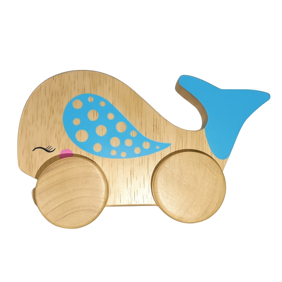 Wooden Whale Push Toy | Montessori Baby & Toddler Toy