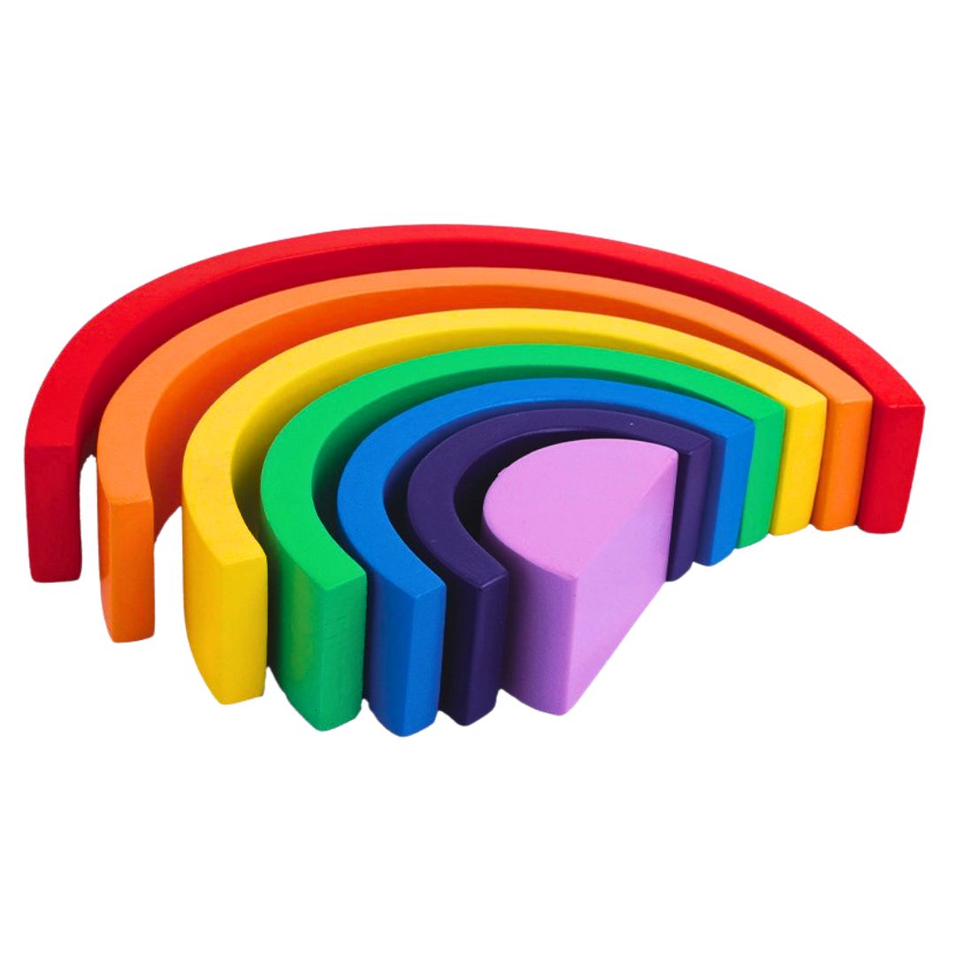 Wooden Rainbow Stacker Toy – Montessori Color Learning & Creative Building