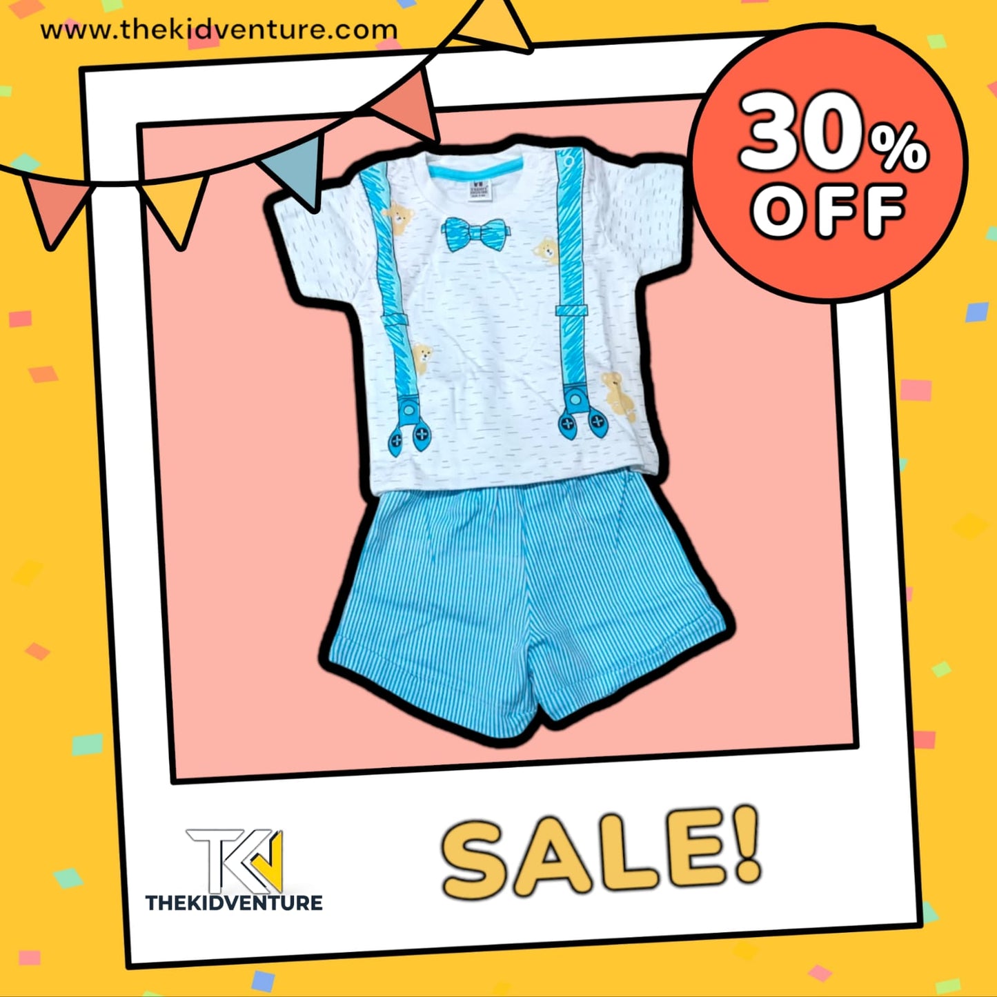 Blue White Printed T-Shirt & Shorts