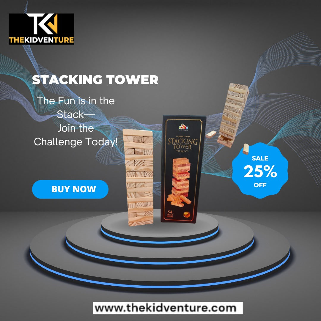 Wooden Stacking Tower Game – 54 Blocks for Family & Party Fun