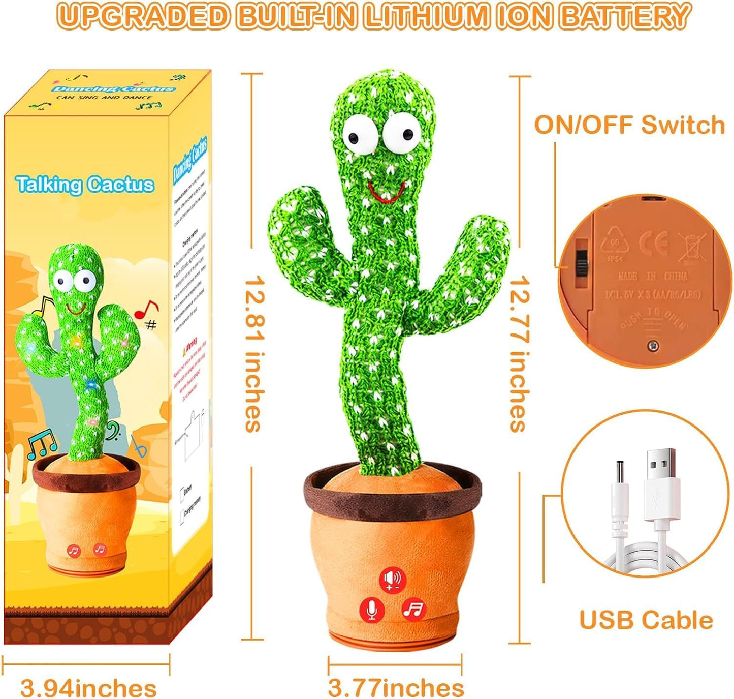 Dancing Talking Cactus Toy | Fun Musical Mimicking Toy for Kids & Babies