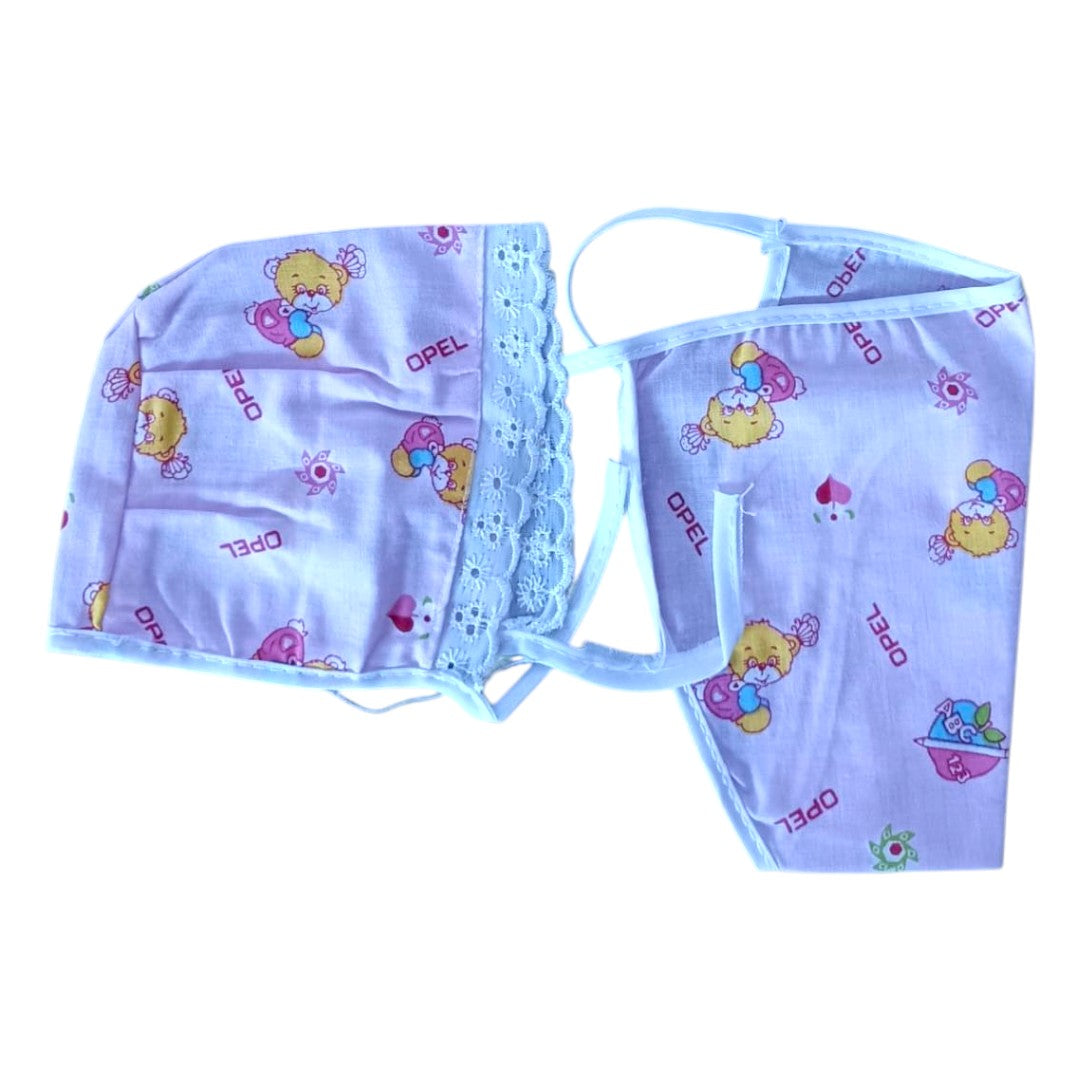 Newborn Baby Cotton Clothing Set – Soft Vest, Cap & Nappy | Infant Essentials