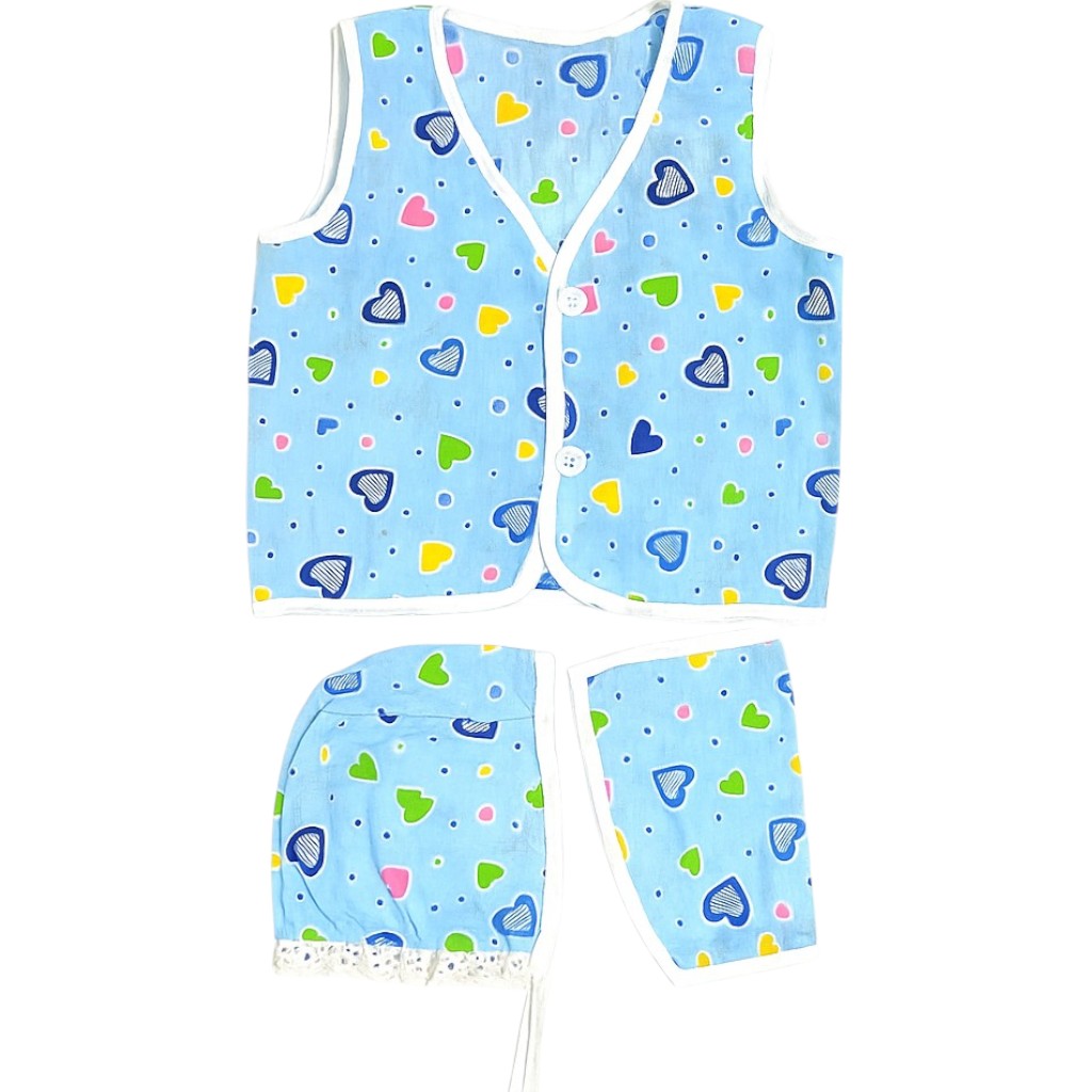 Baby Cotton Vest & Langot Set | Newborn Baby Clothes with Cute Prints