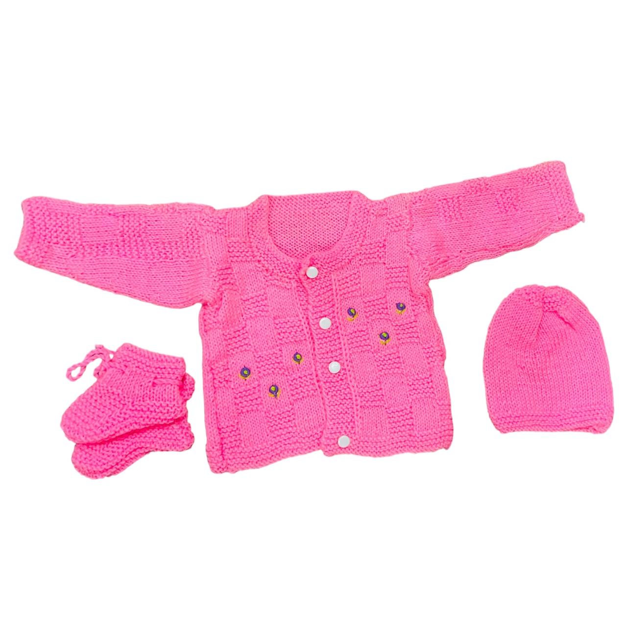 Woolen Hand Knitted Sweaters For Newborns (Set Of 3) - Offer Price