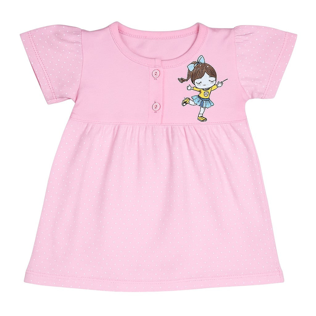 Polka Dot Frock With Cartoon Print