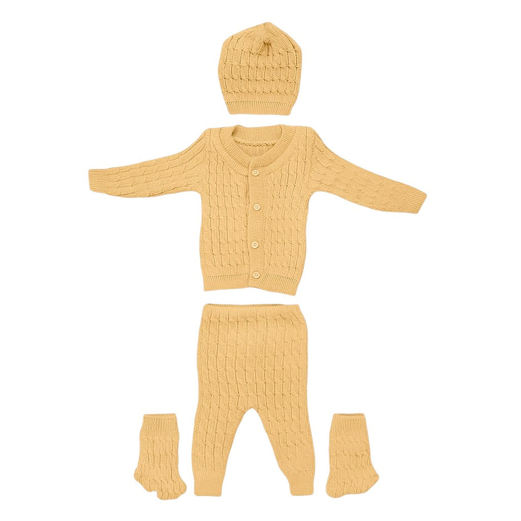 Baby Woolen Winter Set (4-Piece) – Sweater, Pants, Gloves & Cap