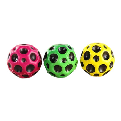 High-Bounce Moon Ball Toy | Colourful Soft Rubber Crater Ball for Kids & Pets | Indoor & Outdoor Fun