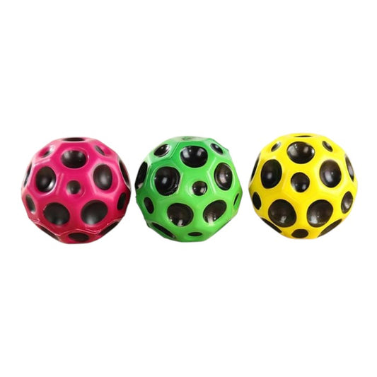 High-Bounce Moon Ball Toy | Colourful Soft Rubber Crater Ball for Kids & Pets | Indoor & Outdoor Fun