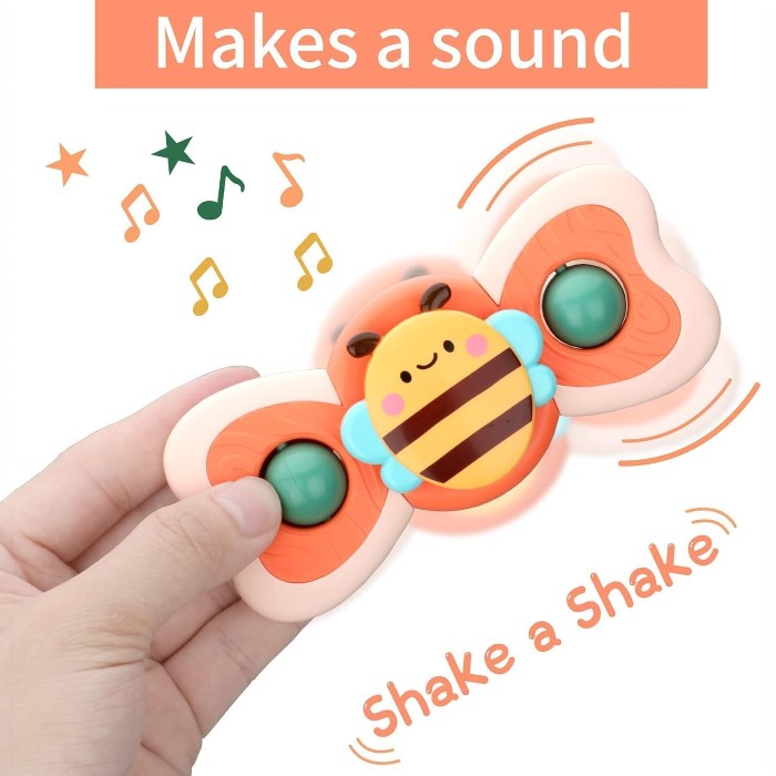 Bee Sensory Spinner Toy for Babies | Fun Fidget Suction Toy for High Chair, Bath & Travel Playtime | Early Learning Development Toy