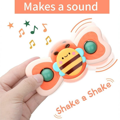 Bee Sensory Spinner Toy for Babies | Fun Fidget Suction Toy for High Chair, Bath & Travel Playtime | Early Learning Development Toy