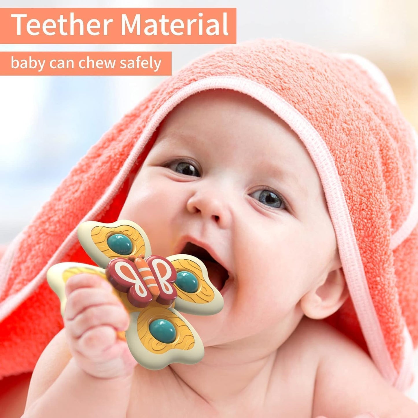 Butterfly Sensory Spinner Toy for Babies | Fidget Suction Toy for High Chair, Bath & Travel | Early Learning Development Toy