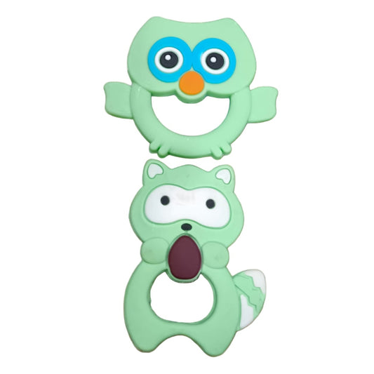 Baby Teething Toy Set – Owl & Raccoon Silicone Teethers