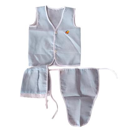 Newborn Baby Cotton Jhabla Set with Nappy & Cap – Soft & Breathable Infant Clothing (Unisex)