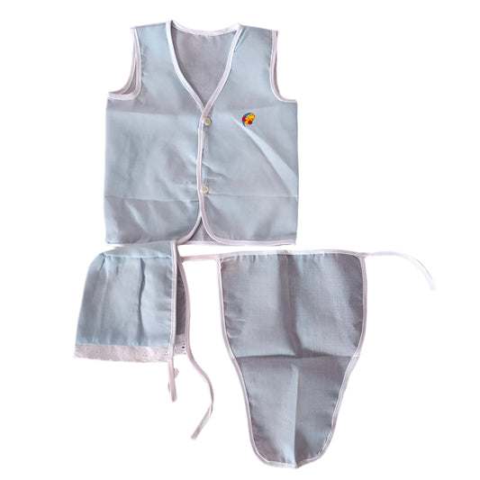 Newborn Baby Cotton Jhabla Set with Nappy & Cap – Soft & Breathable Infant Clothing (Unisex)