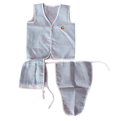 Newborn Baby Cotton Jhabla Set with Nappy & Cap – Soft & Breathable Infant Clothing (Unisex)