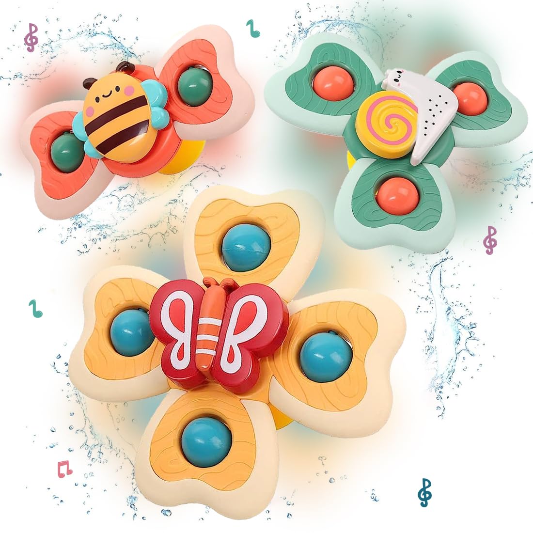 2-in-1 Baby Cot Musical Toy & Baby Spinner Toy Set (Bee, Snail & Butterfly)