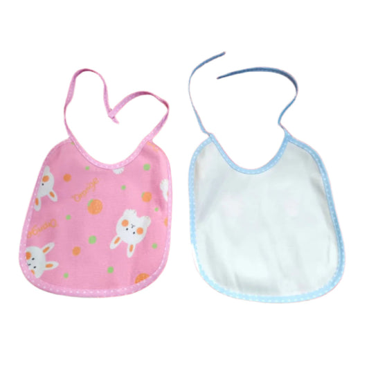 Cute Cartoon Baby Feeding Bib – Waterproof, Washable & Adjustable Bib for Infants & Toddlers (Sky Blue and pink)