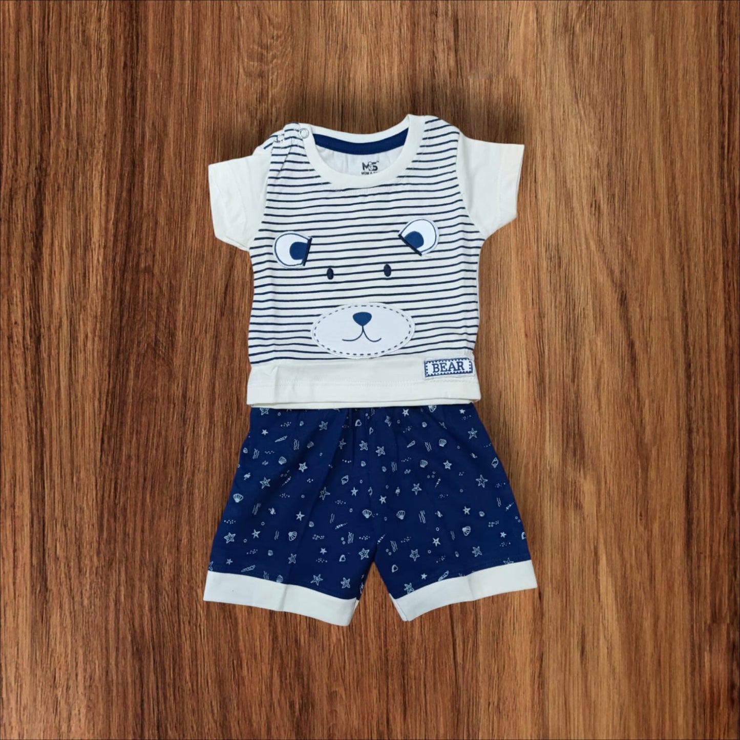 T-Shirt And Shorts In Blue With Teddy Print, Unique Combination And Your Baby Feel More Comfortable