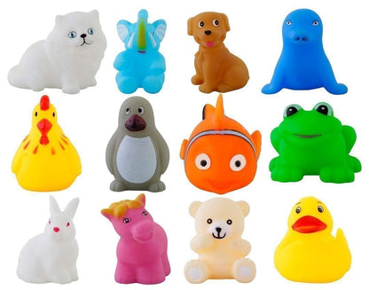 Squeezy Animal Bath Toys Set for Kids – 12 pcs | Soft & Safe Water Play Toys