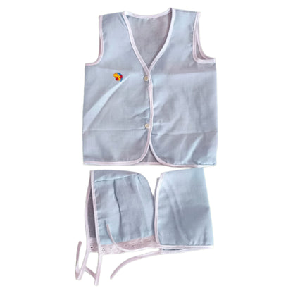 Newborn Baby Cotton Jhabla Set with Nappy & Cap – Soft & Breathable Infant Clothing (Unisex)
