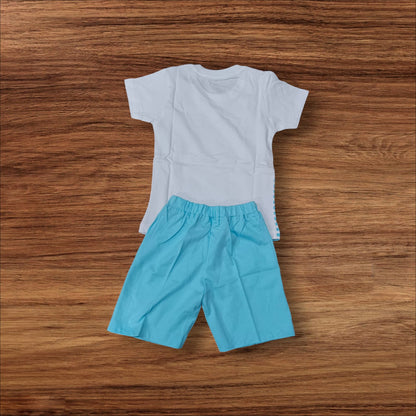 Baby Boys T-Shirt and Shorts Blue White Bear Set