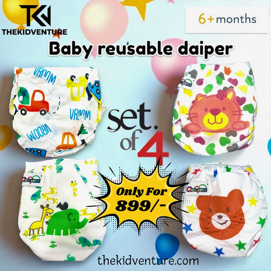 Baby Reusable Diapers – Pack of 4 | Washable & Eco-Friendly