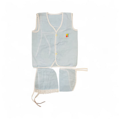 Newborn Baby Cotton Set with Nappy & Cap – Soft & Breathable Infant Clothing (Unisex)