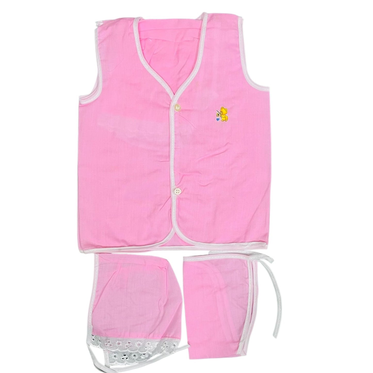 Newborn Baby Cotton Set with Nappy & Cap – Soft & Breathable Infant Clothing (Unisex)