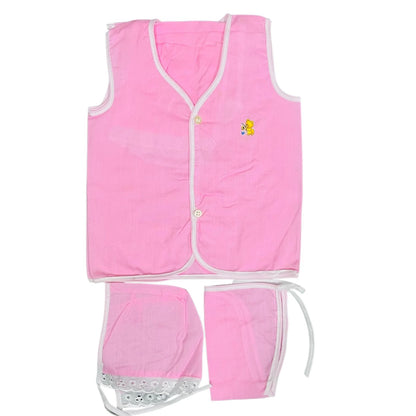 Newborn Baby Cotton Set with Nappy & Cap – Soft & Breathable Infant Clothing (Unisex)