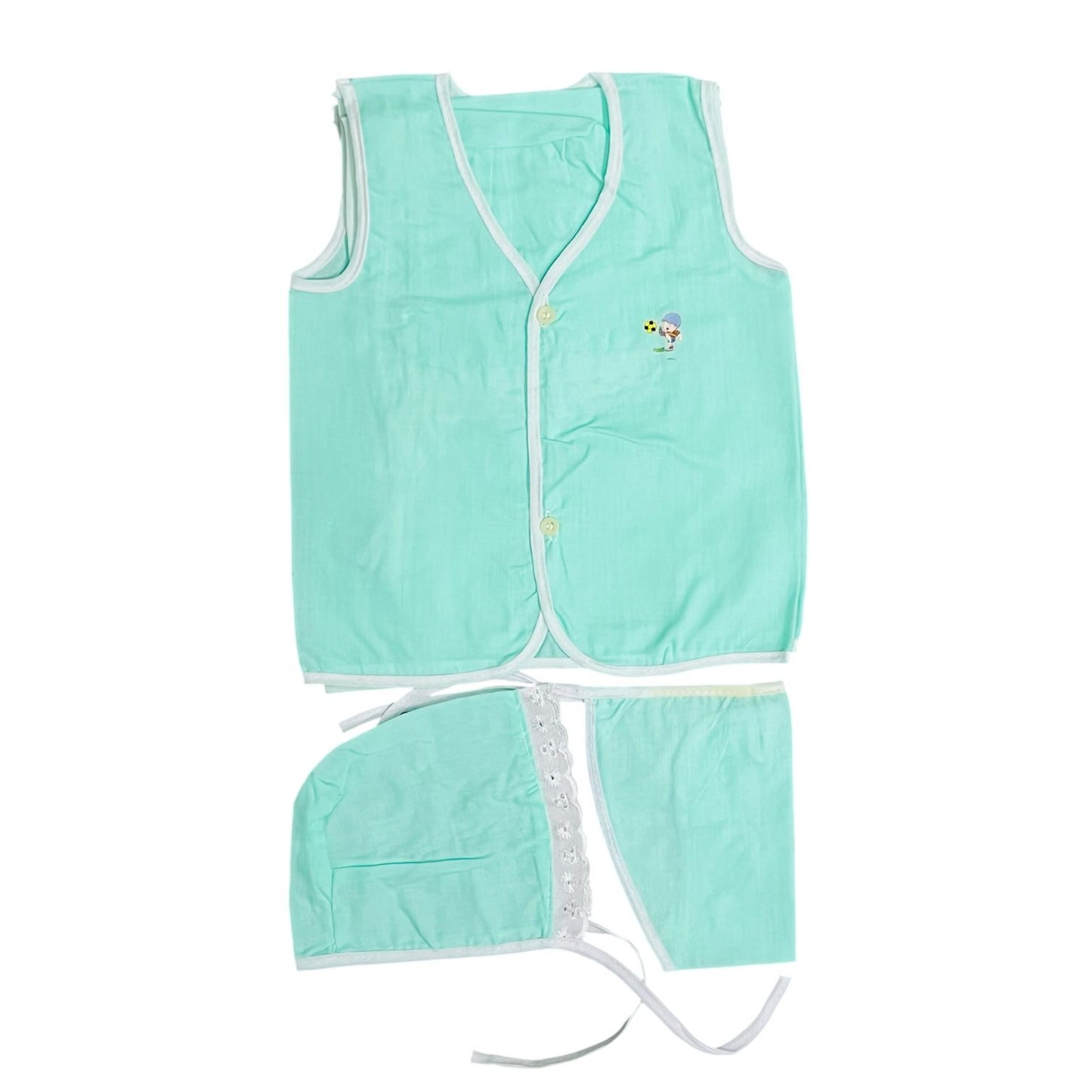 Newborn Baby Cotton Set with Nappy & Cap – Soft & Breathable Infant Clothing (Unisex)