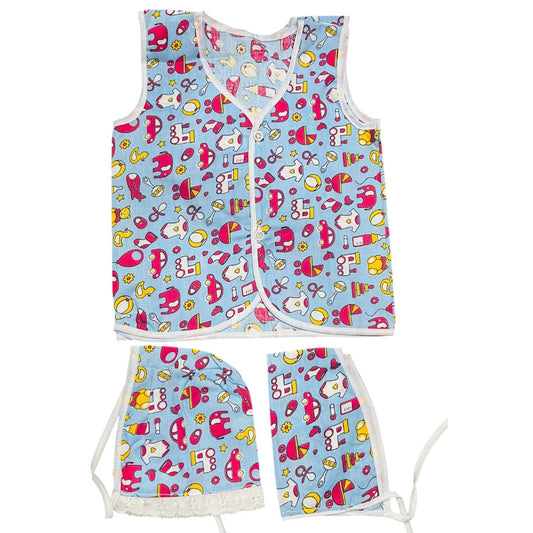 Baby Cotton Vest, Cap & Langot Set | Newborn Baby Clothes
